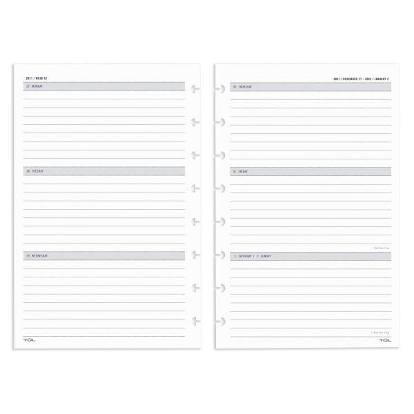 slide 1 of 2, TUL Discbound Weekly/Monthly Refill Pages, Junior Size, 5-1/2" X 8-1/2", January To December 2022, TULjrfilr-Wm, 1 ct