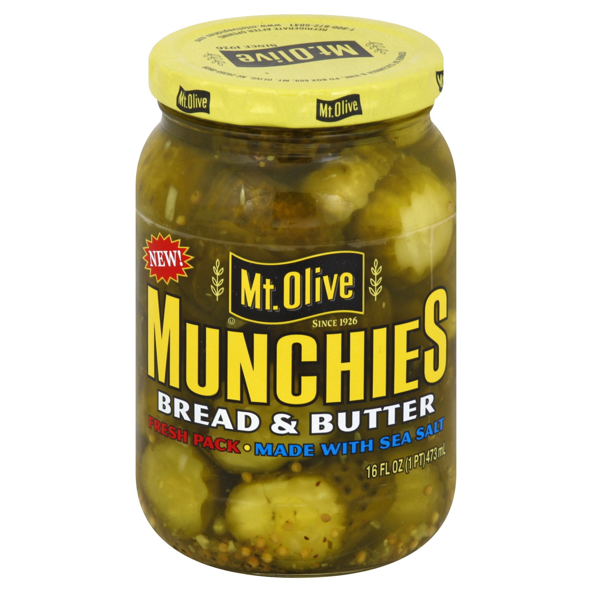 slide 1 of 9, Mt. Olive Munchies Bread & Butter Pickles, 16 fl oz