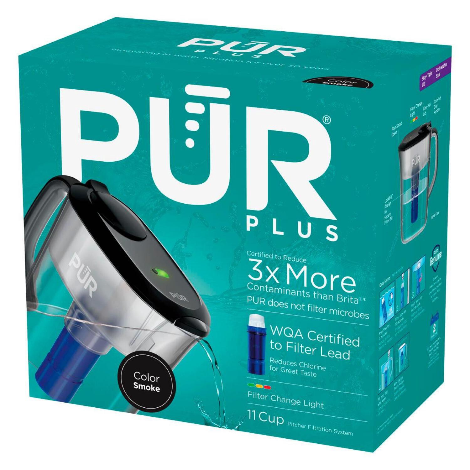 slide 1 of 2, Pur Plus 11 Cup Pitcher Filtration System, Smoke, Ppt111, 11 cups