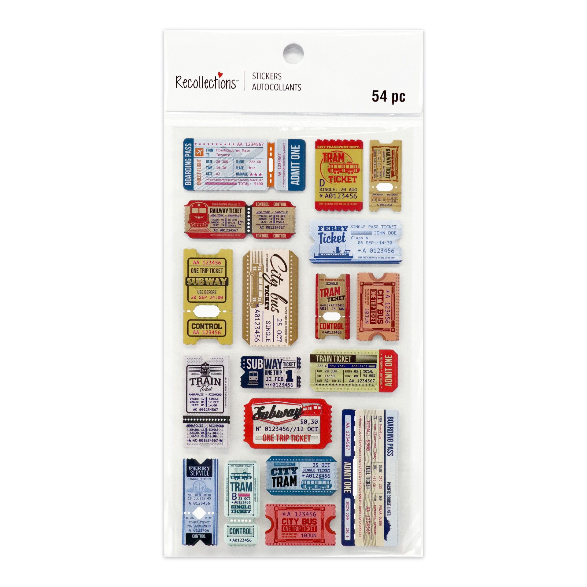 slide 3 of 3, Travel Ticket Stickers By Recollections, 6.8 in x 4.1 in