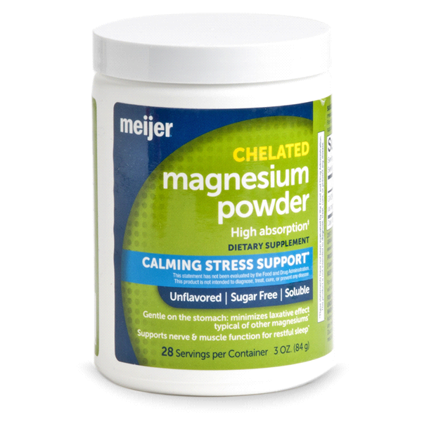 slide 1 of 1, Meijer Chelated Magnesium Powder, 3 oz