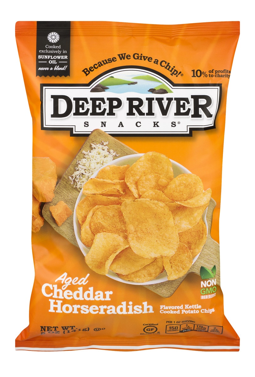 slide 1 of 1, Deep River Snacks Aged Cheddar Horseradish Kettle Chips, 5 oz