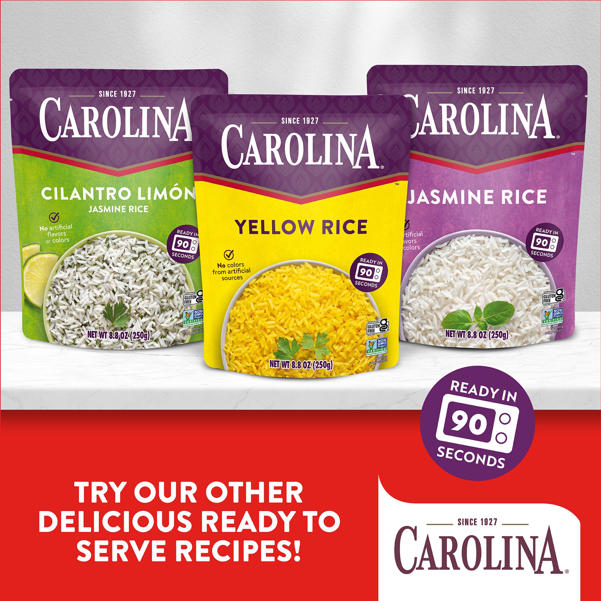 slide 4 of 8, Carolina Red Beans & Rice, Gluten Free Rice, Ready to Heat 90 Seconds, Microwaveable Rice, 8.8 oz, 8.8 oz