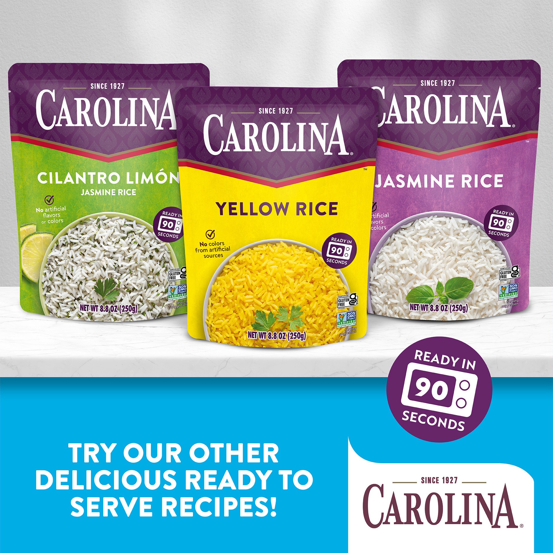 slide 2 of 8, Carolina Basmati Rice, Gluten Free Rice, Ready to Heat 90 Seconds, Microwaveable Rice, 8.8 oz, 8.8 oz
