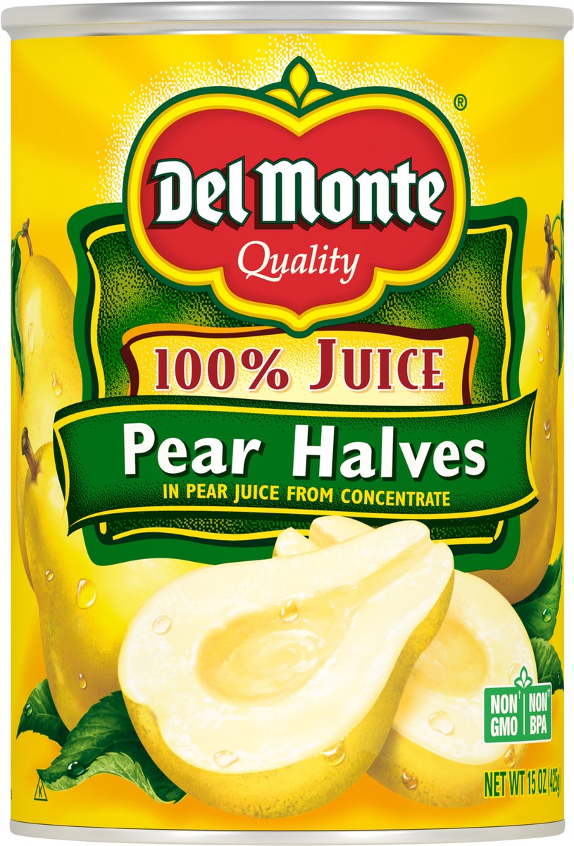 slide 1 of 6, Del Monte Bartlett Pear Halves in 100% Real Fruit Juice, 15 oz