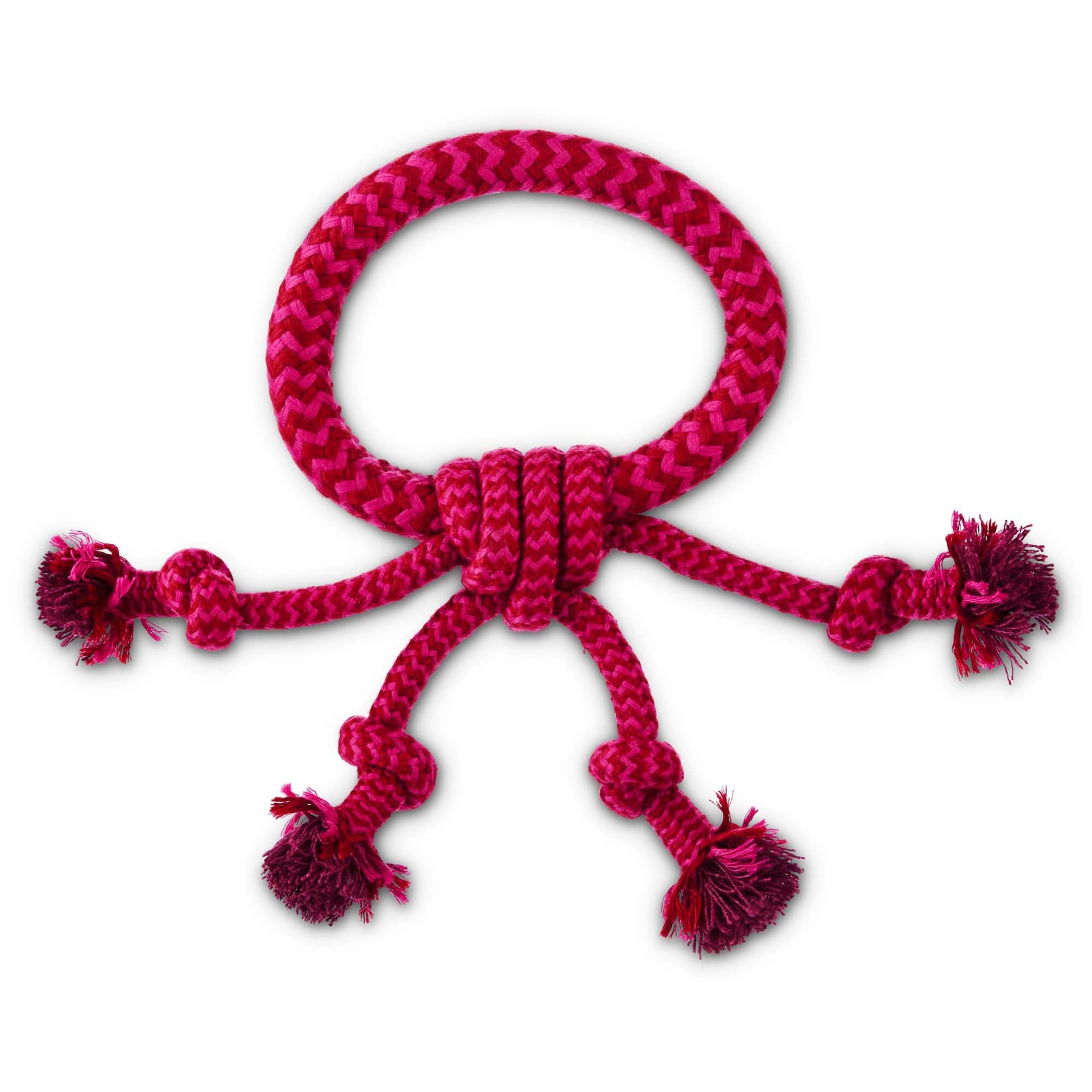 slide 1 of 1, Leaps & Bounds Toss and Tug Braided Ring Rope Tug Dog Toy With Knotted Twists, MED