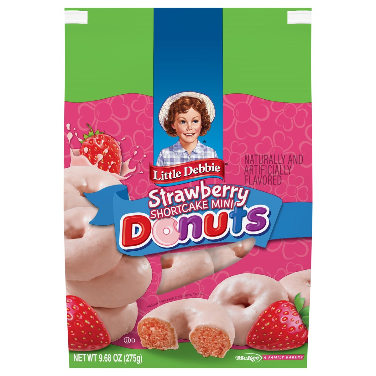 slide 4 of 14, Little Debbie Snack Cakes, Little Debbie Family Pack Strawberry Shortcake Mini Donuts (bagged), 9.68 oz