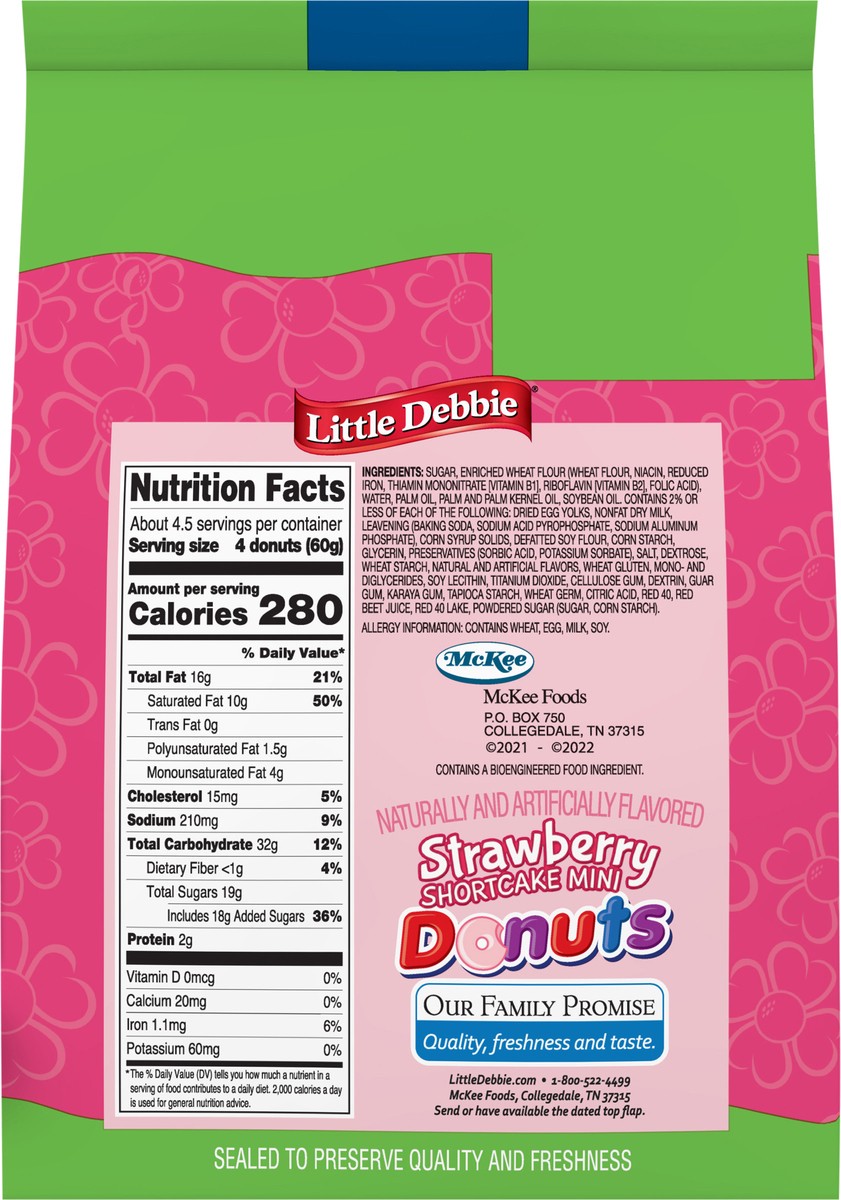 slide 2 of 14, Little Debbie Snack Cakes, Little Debbie Family Pack Strawberry Shortcake Mini Donuts (bagged), 9.68 oz