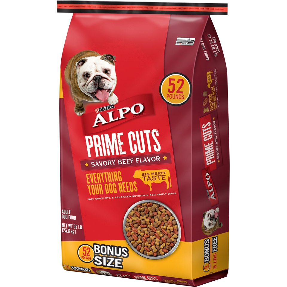 slide 2 of 9, Purina ALPO Prime Cuts Savory Beef Flavor Dog Food, 52 lb