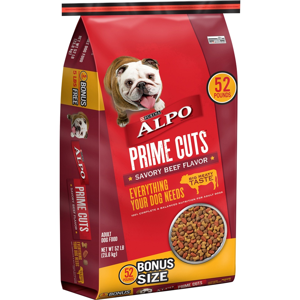 slide 3 of 9, Purina ALPO Prime Cuts Savory Beef Flavor Dog Food, 52 lb