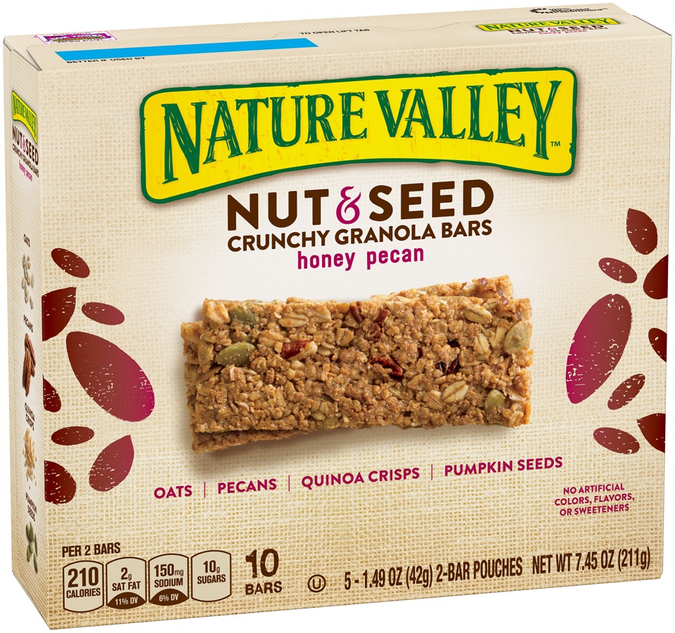 slide 1 of 1, Nature Valley Nut & Seed Honey Pecan Crunchy Granola Bars, 10 ct; 1.49 oz