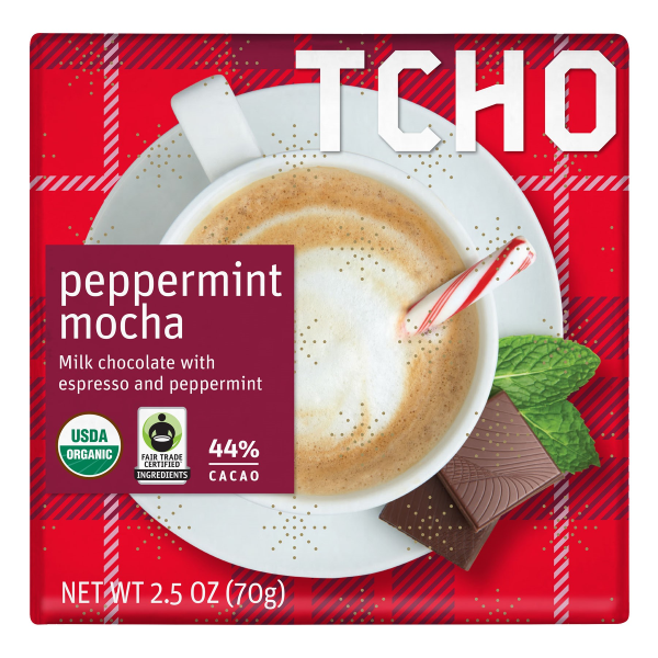 slide 1 of 1, TCHO Organic Holiday Milk Chocolate Peppermint Bar, 2.5 fl oz
