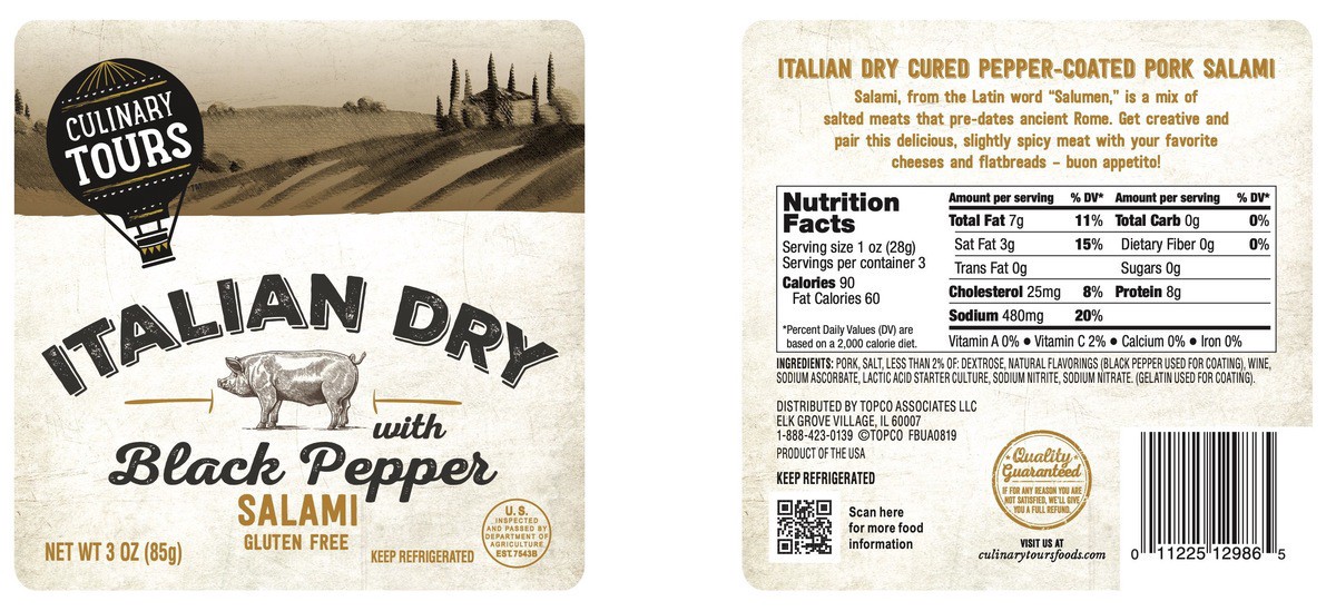 slide 8 of 15, Culinary Tours Italian Dry Salami With Black Pepper, 3 oz