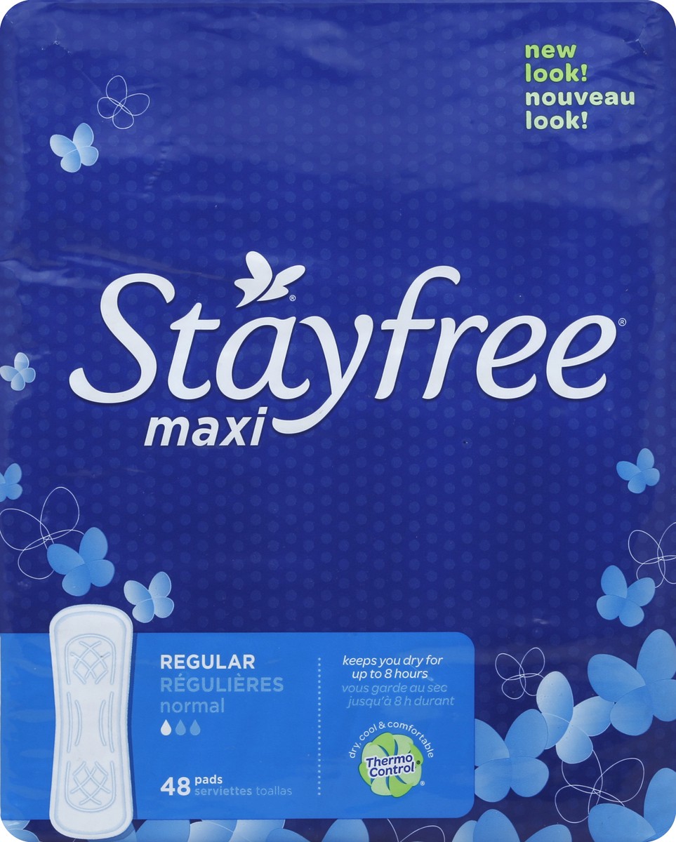 slide 1 of 8, Stayfree Pads 48 ea, 48 ct