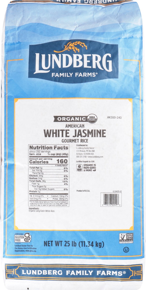 slide 6 of 13, Lundberg Family Farms American White Jasmine Organic Gourmet Rice 25 lb, 25 lb