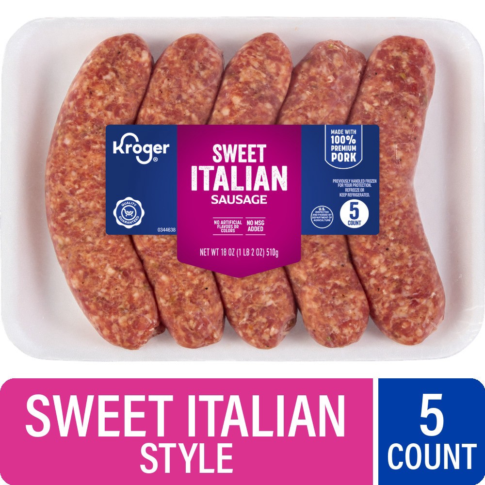 slide 1 of 5, Kroger Sweet Italian Sausage, 5 ct / 3.6 oz
