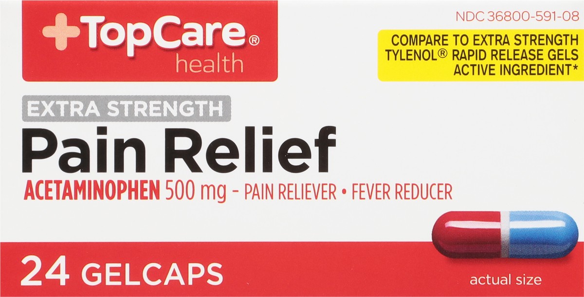 slide 7 of 9, TopCare Acetaminophen Extra Strength Gelcaps, 24 ct