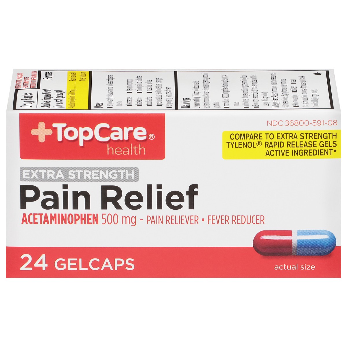 slide 1 of 9, TopCare Acetaminophen Extra Strength Gelcaps, 24 ct