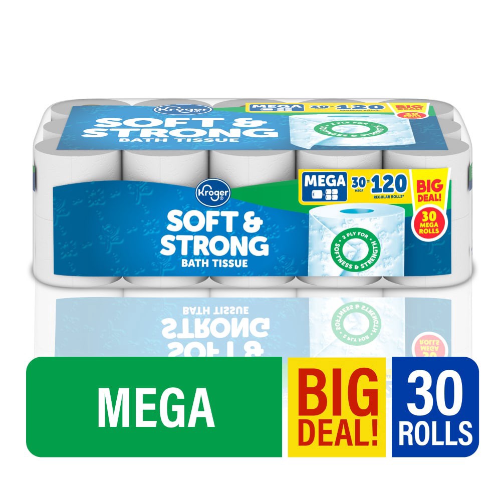slide 3 of 4, Kroger Soft & Strong Bathroom Tissue, 30 ct