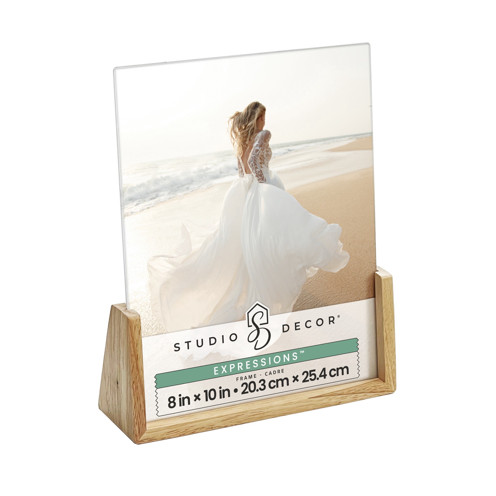 slide 6 of 6, Expressions Clear Plastic Frame With Wood Base By Studio Decor, 8 in x 10 in
