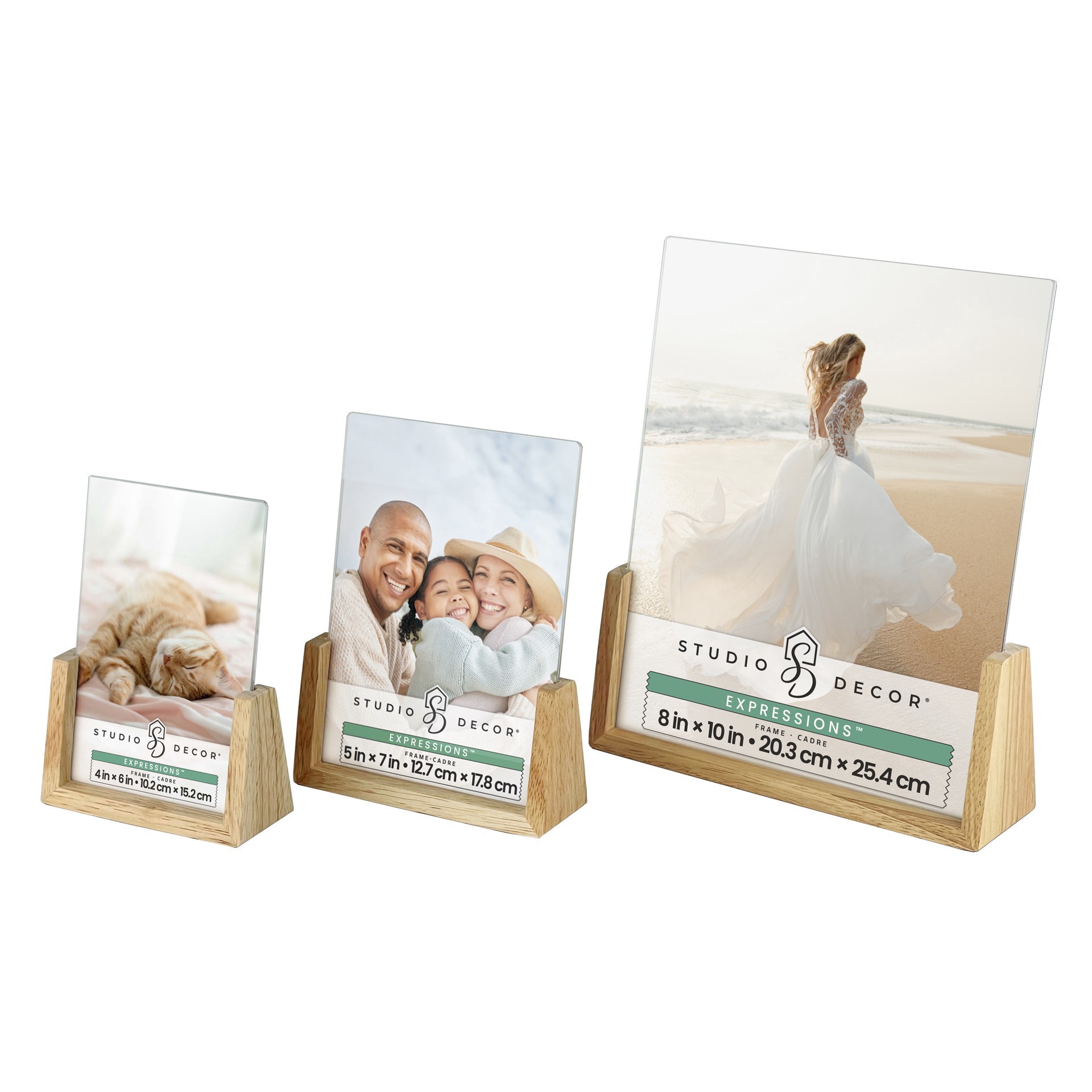 slide 2 of 6, Expressions Clear Plastic Frame With Wood Base By Studio Decor, 8 in x 10 in