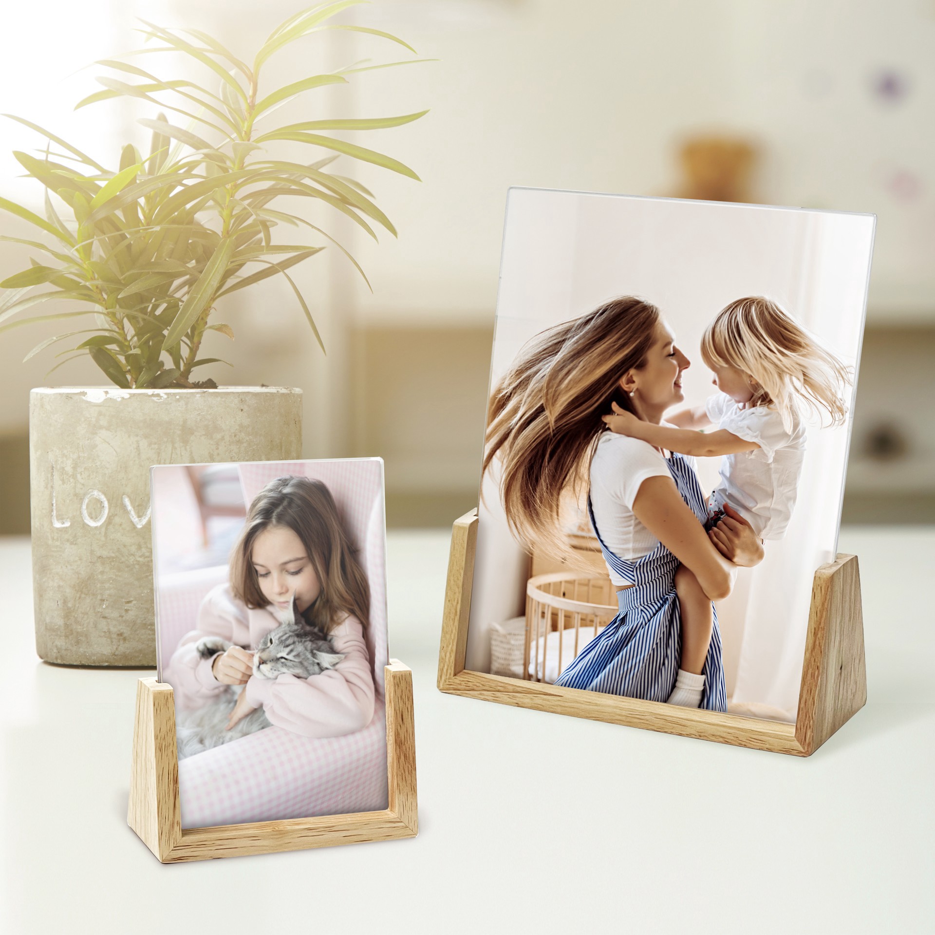 slide 5 of 6, Expressions Clear Plastic Frame With Wood Base By Studio Decor, 8 in x 10 in