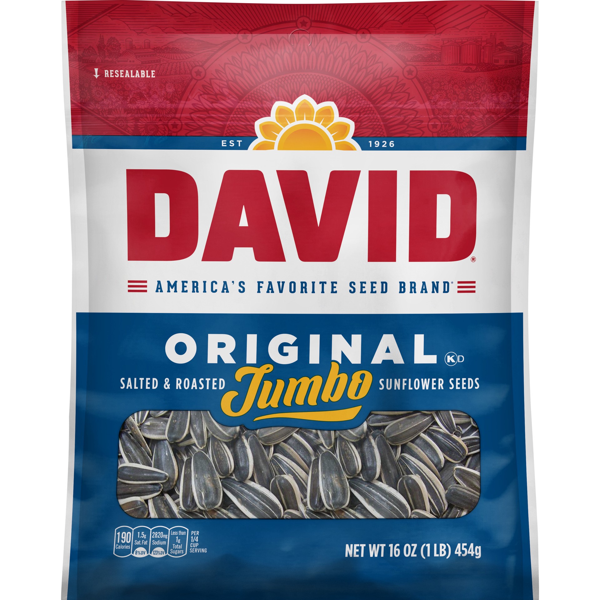 slide 1 of 3, DAVID Jumbo Original Salted & Roasted Sunflower Seeds 16 oz, 16 oz