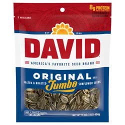 DAVID Roasted and Salted Jumbo Sunflower Seeds, Original Flavor, 16oz.