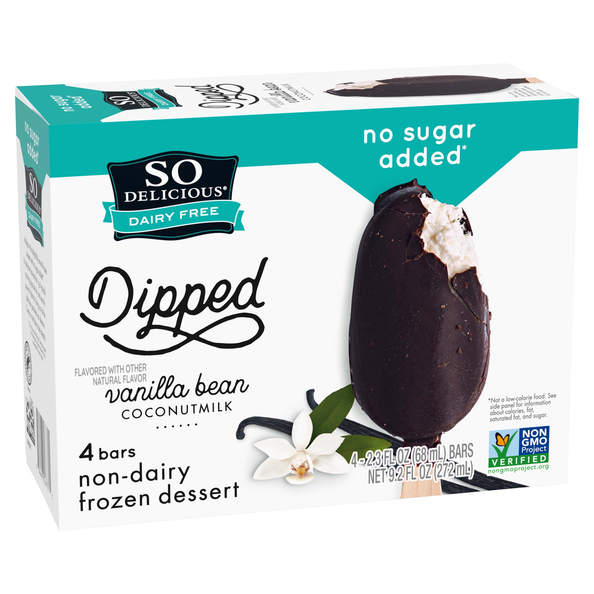 slide 5 of 5, So Delicious No Sugar Added Vanilla Bean Coconut Milk Frozen Dessert Bar, 4 Count, 4 ct