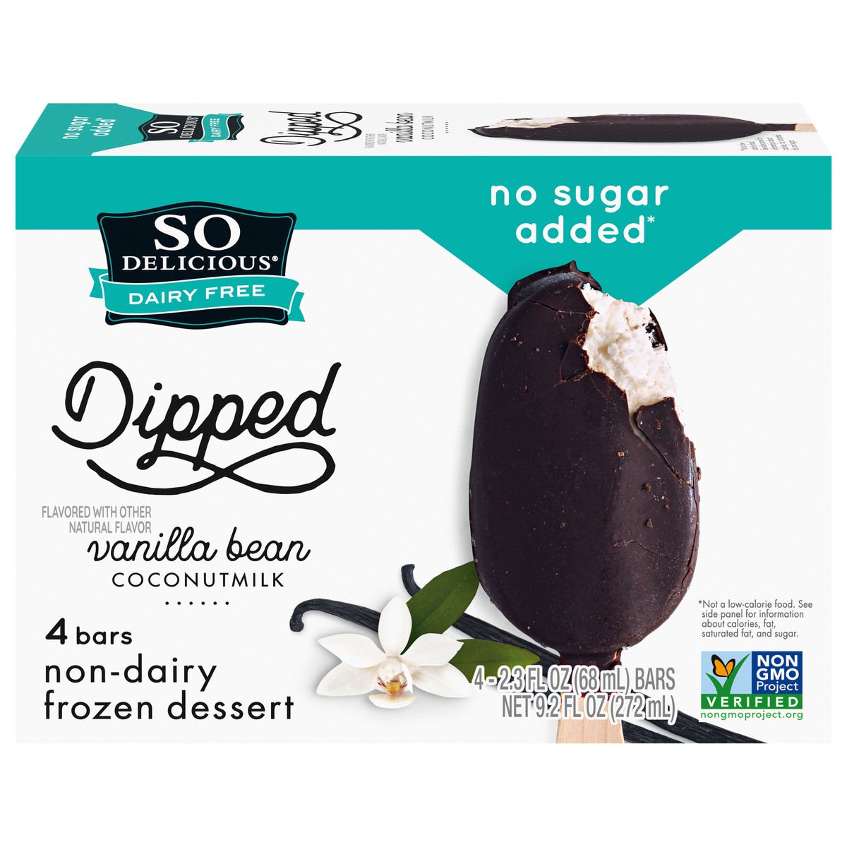 slide 1 of 5, So Delicious No Sugar Added Vanilla Bean Coconut Milk Frozen Dessert Bar, 4 Count, 4 ct