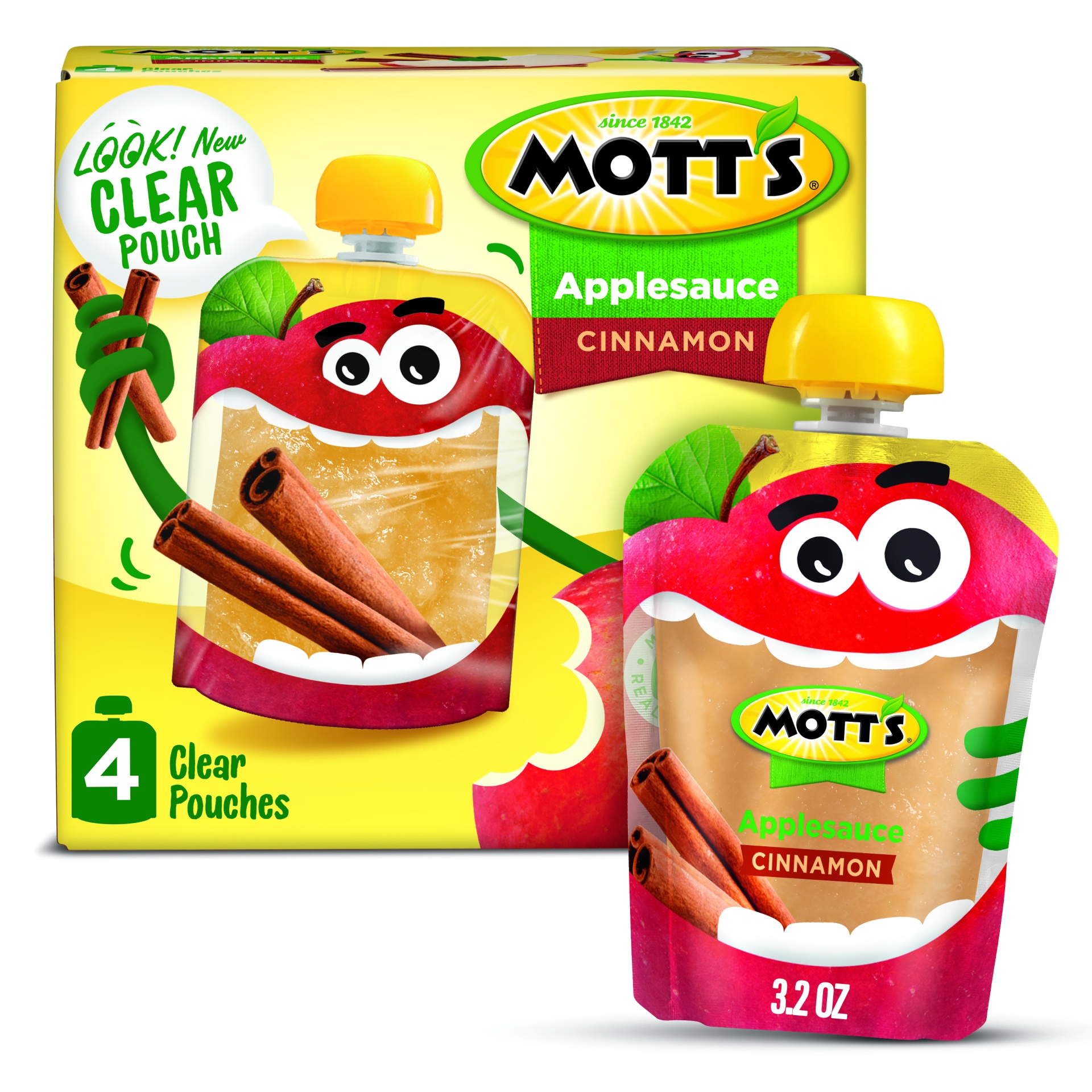 slide 1 of 1, Mott's Cinnamon Applesauce Pouches, 4 ct; 3.2 oz