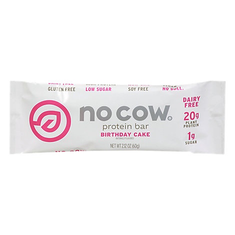 slide 1 of 1, No Cow Vegan Protein Bar Birthday Cake, 2.12 oz