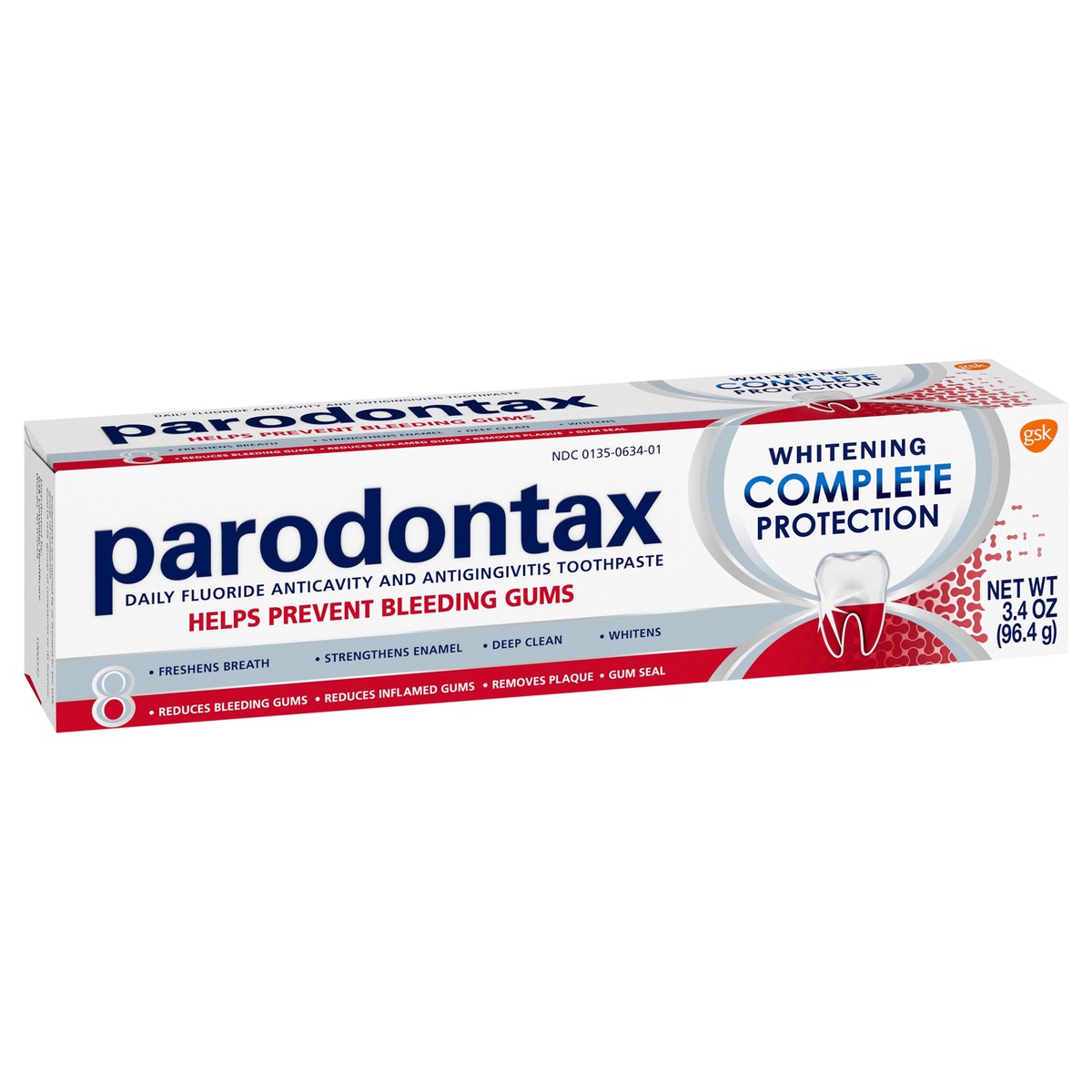 slide 6 of 9, Parodontax Complete Protection Teeth Whitening Toothpaste for Bleeding Gums, 3.4 Ounce, 3.4 oz