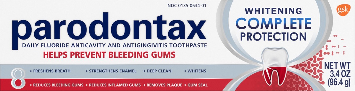 slide 4 of 9, Parodontax Complete Protection Teeth Whitening Toothpaste for Bleeding Gums, 3.4 Ounce, 3.4 oz