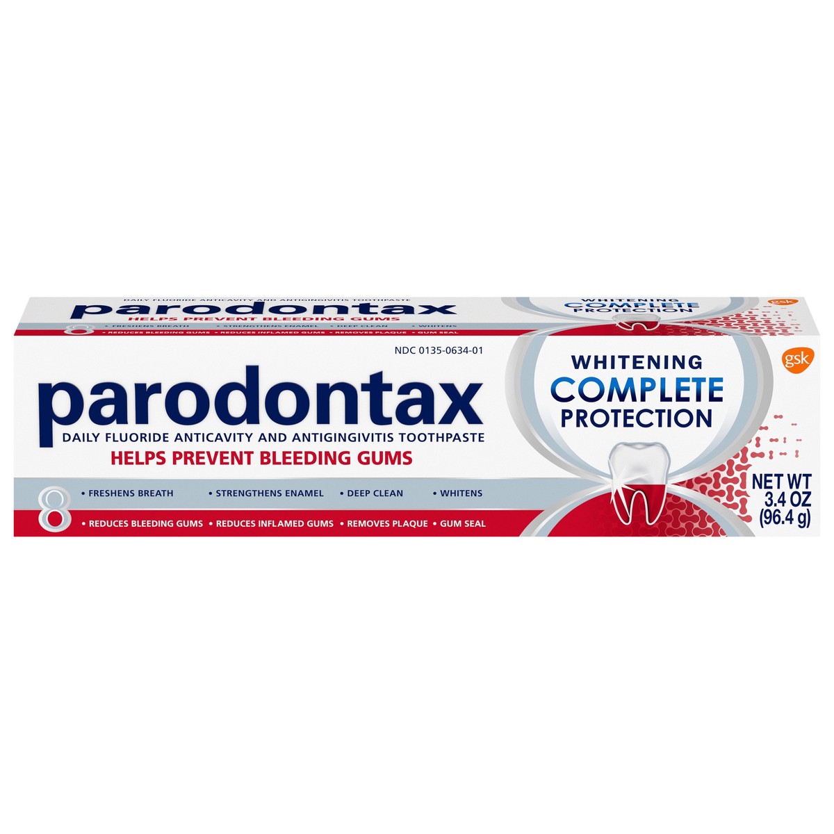 slide 1 of 9, Parodontax Complete Protection Teeth Whitening Toothpaste for Bleeding Gums, 3.4 Ounce, 3.4 oz