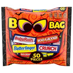Ferrero 100 Grand, Butterfinger, Crunch, Baby Ruth, Assorted Halloween Candy Bar, 50 Count Fun Size, 30.2 oz