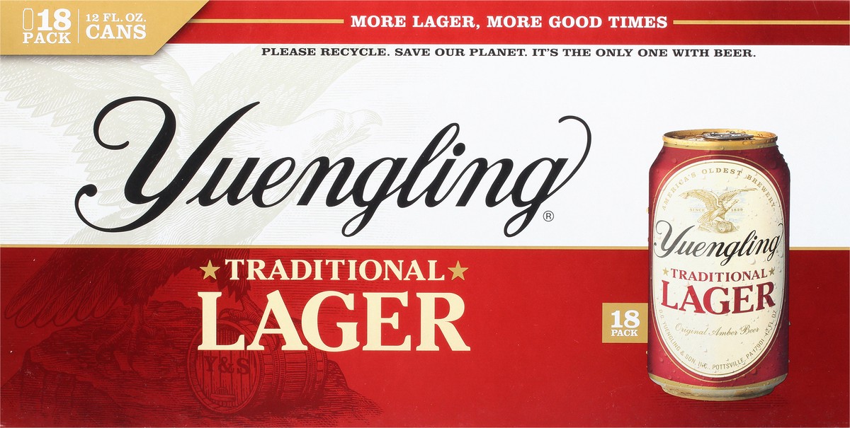 slide 10 of 12, Yuengling Traditional Lager Original Amber Beer 18 - 12 fl oz Cans, 18 ct; 12 oz