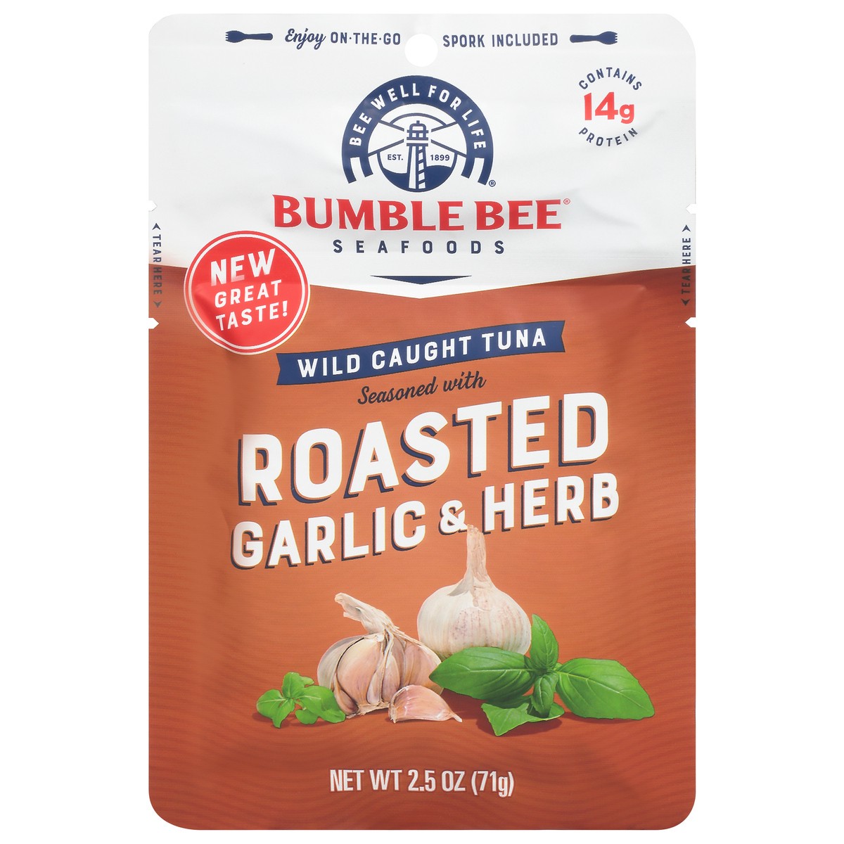 slide 1 of 11, Bumble Bee Wild Caught Roasted Garlic & Herb Tuna 2.5 oz, 