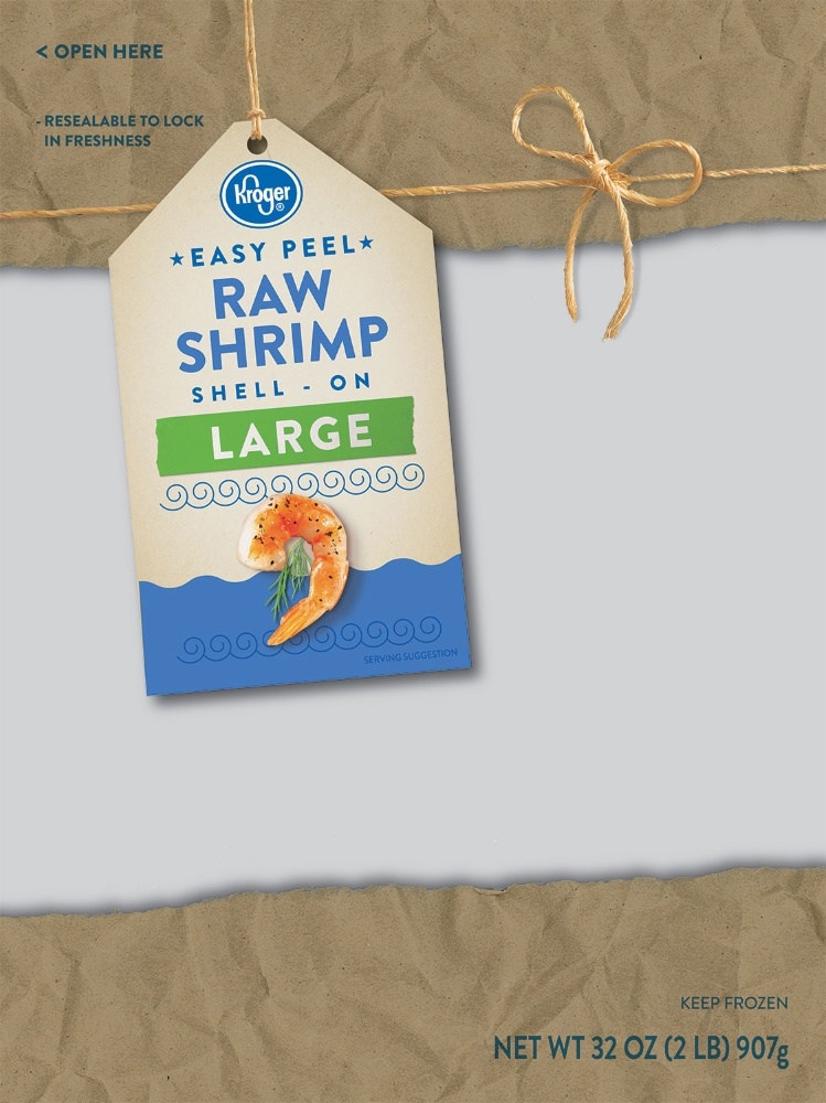 slide 1 of 1, Kroger Raw Shell-On Large Shrimp, 2 lb