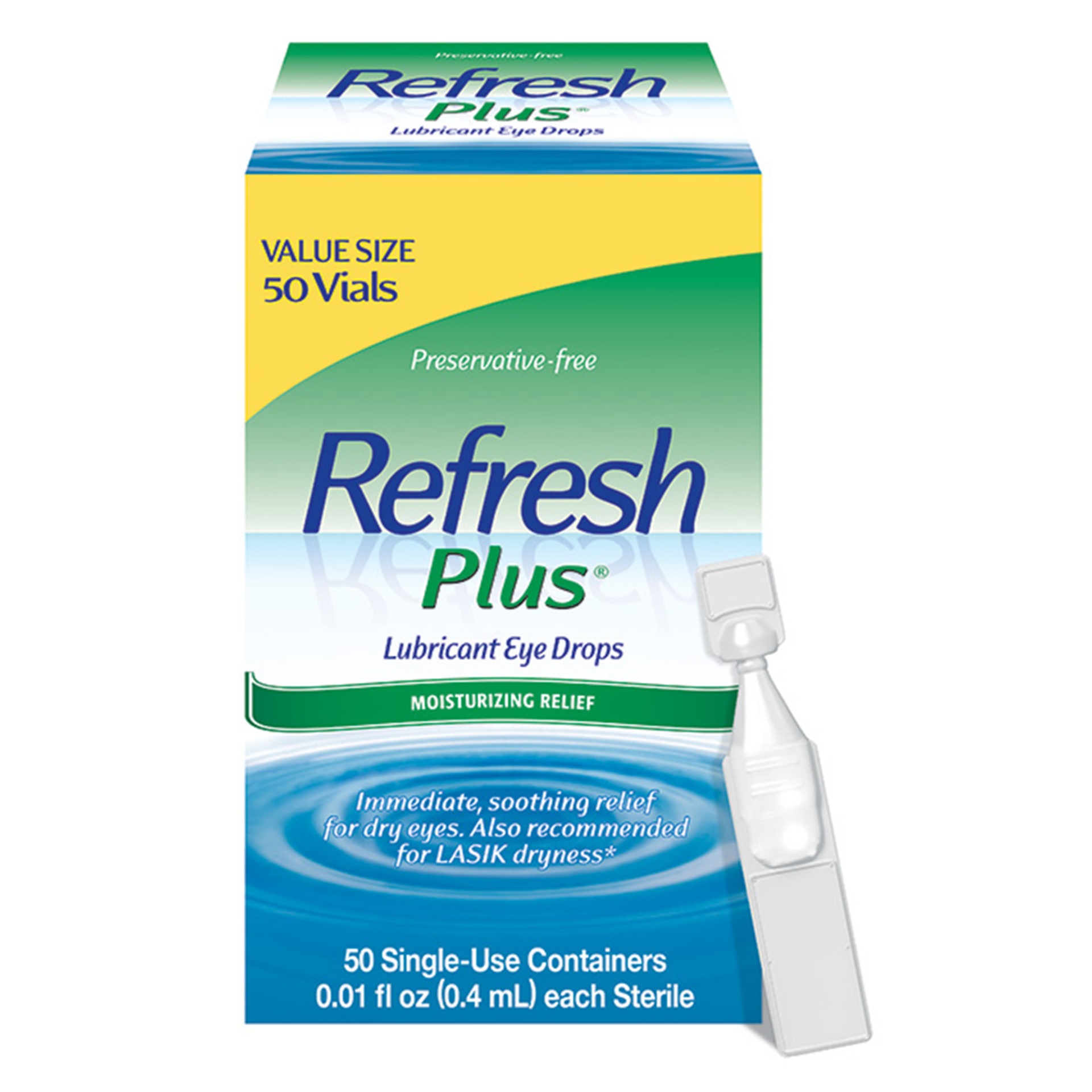 slide 1 of 1, Refresh Plus Tears Lubricant Eye Drops, 50 ct; 0.01 fl oz