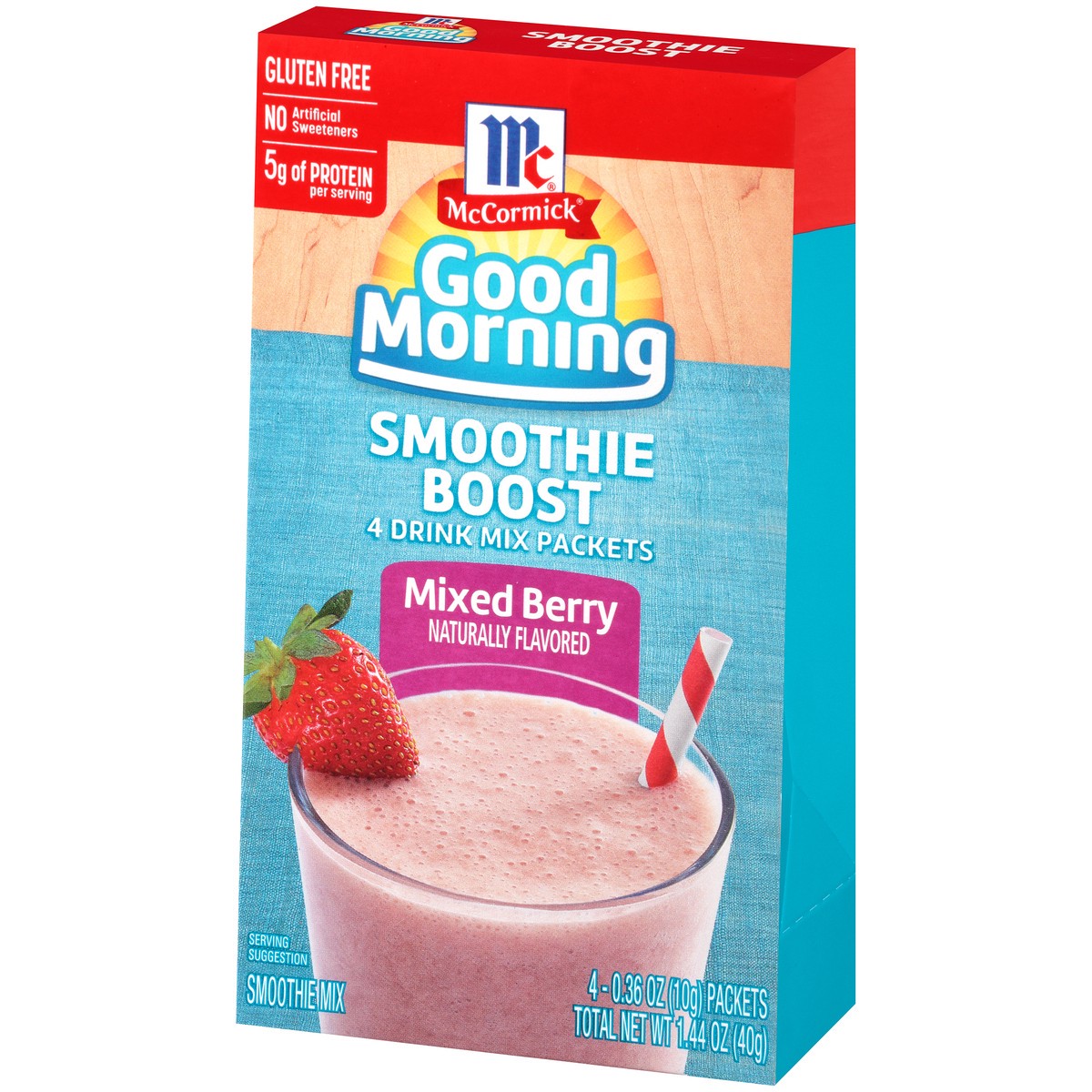 slide 12 of 14, McCormick Good Morning Mixed Berry Smoothie Boost Drink Mix Packets - 1.44 oz, 1.44 oz