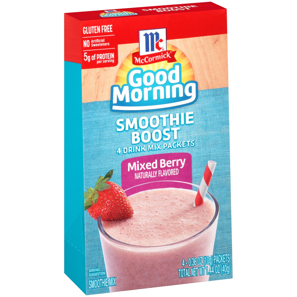 slide 8 of 14, McCormick Good Morning Mixed Berry Smoothie Boost Drink Mix Packets - 1.44 oz, 1.44 oz