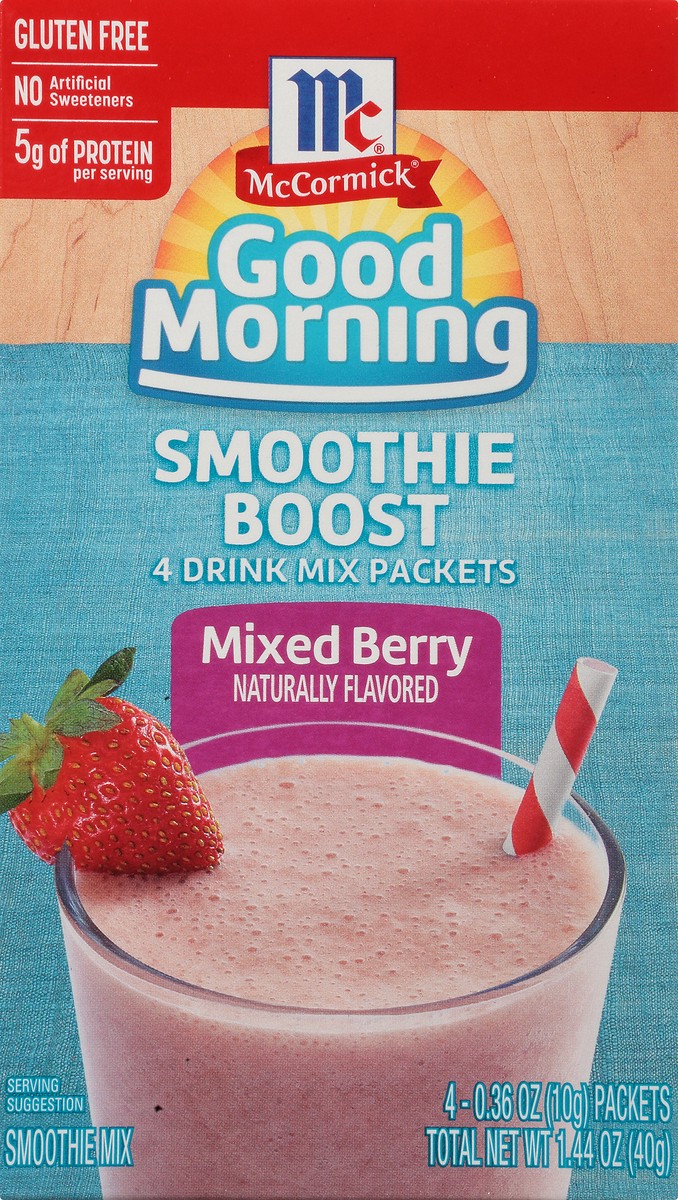 slide 14 of 14, McCormick Good Morning Mixed Berry Smoothie Boost Drink Mix Packets - 1.44 oz, 1.44 oz