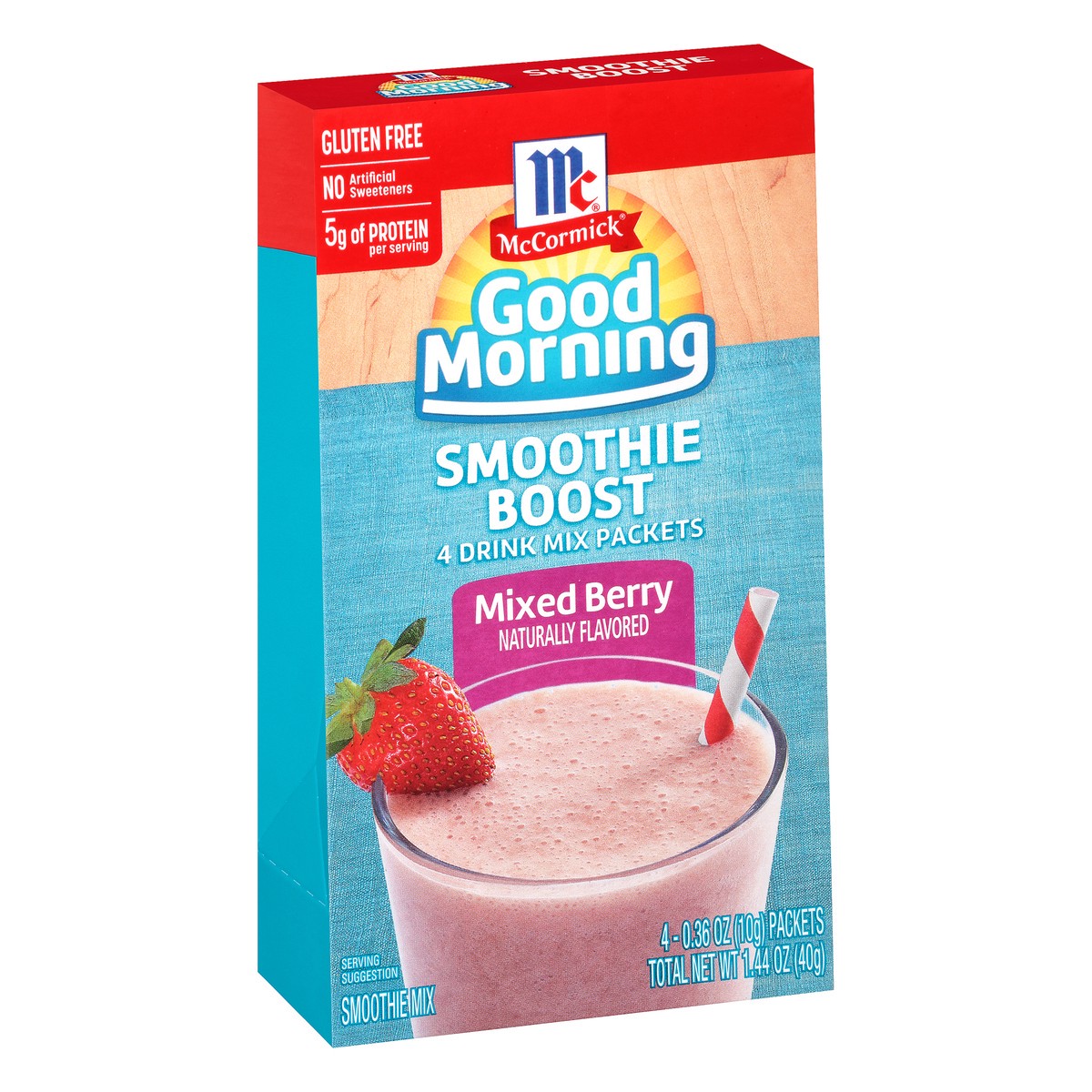 slide 6 of 14, McCormick Good Morning Mixed Berry Smoothie Boost Drink Mix Packets - 1.44 oz, 1.44 oz