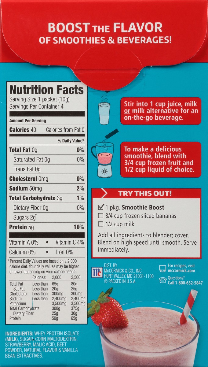 slide 4 of 14, McCormick Good Morning Mixed Berry Smoothie Boost Drink Mix Packets - 1.44 oz, 1.44 oz