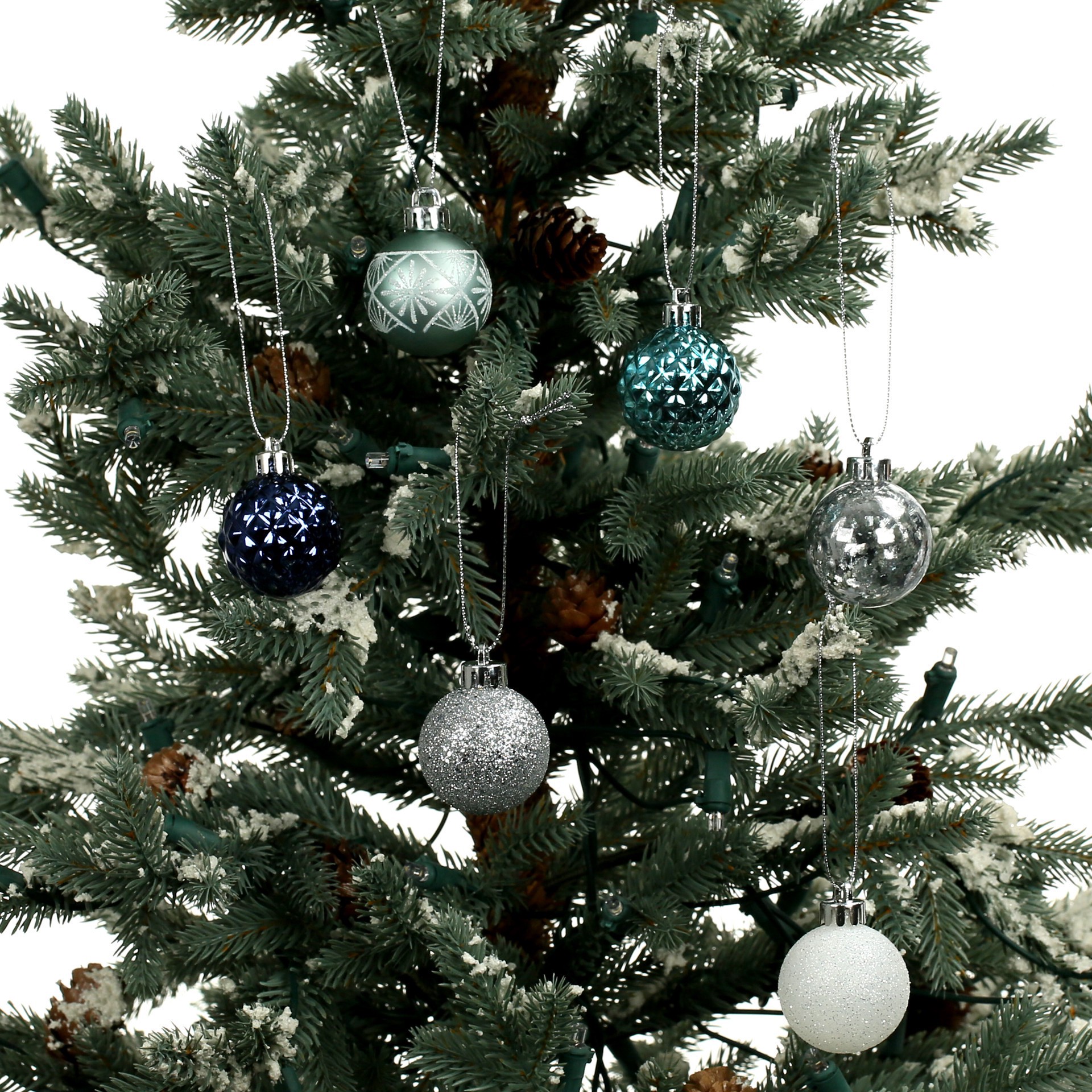 slide 2 of 3, 1.5" Blue & Silver Shatterproof Ball Ornament Set By Ashland, 1.5 in