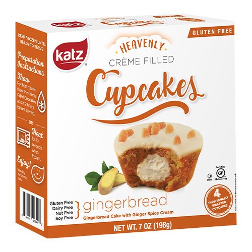 slide 1 of 4, Katz Creme Filled Cupcakes - Gingerbread, 7 oz