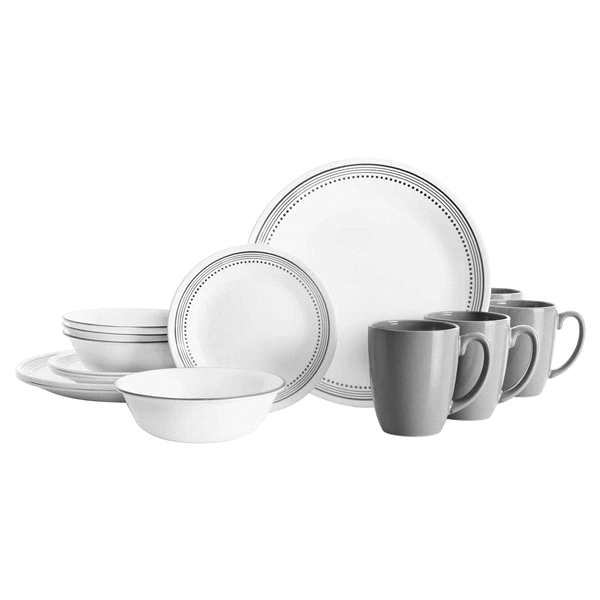 slide 1 of 1, Corelle Livingware Dinnerware Set Mystic Gray, 16 ct