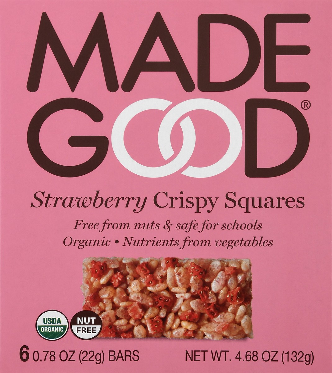 slide 6 of 9, MadeGood Strawberry Rice Crispy Squares, 4.68 oz