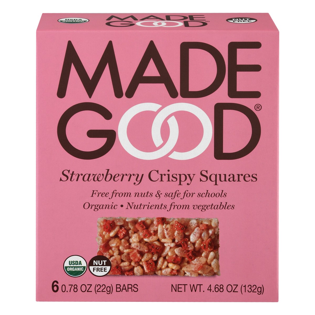 slide 1 of 9, MadeGood Strawberry Rice Crispy Squares, 4.68 oz